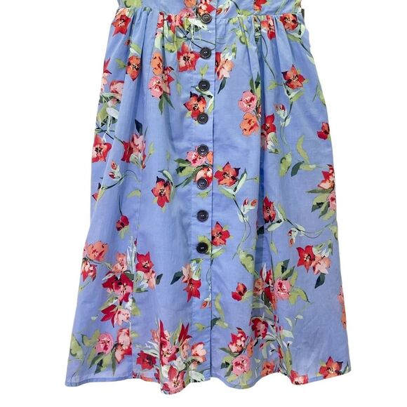 NWT Vince Camuto Button Front Floral Sundress Cornflower Blue Pink Size 4 NEW - Picture 4 of 10